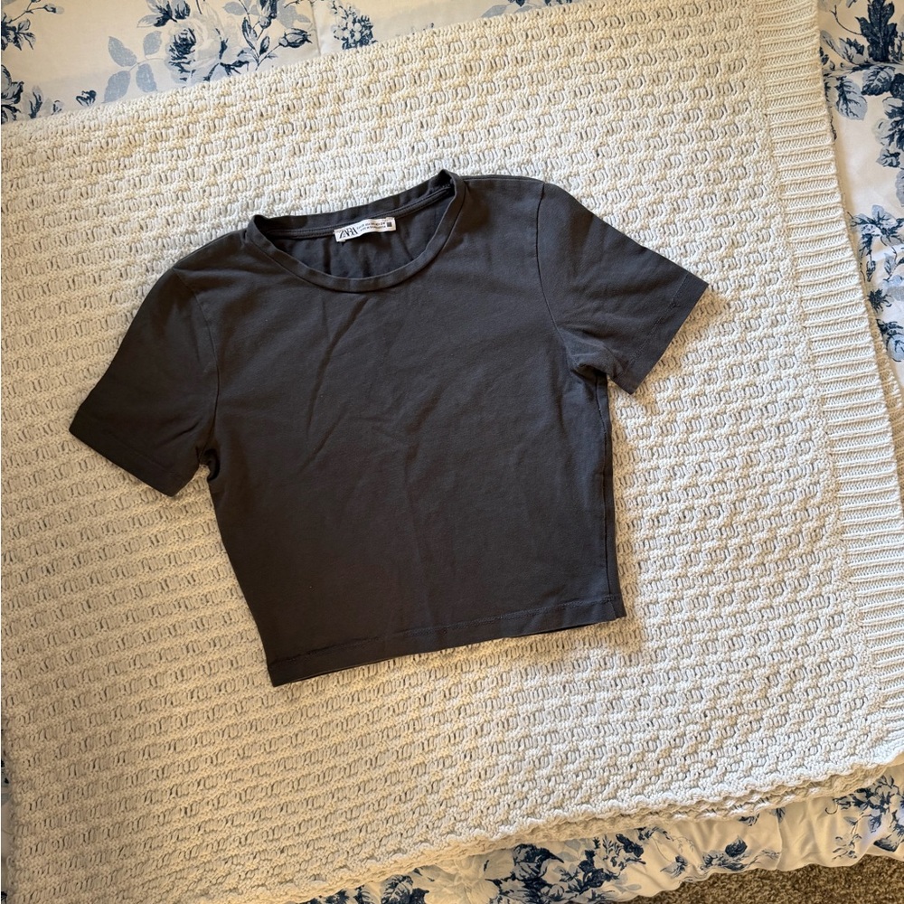 Zara Charcoal Gray Baby Tee